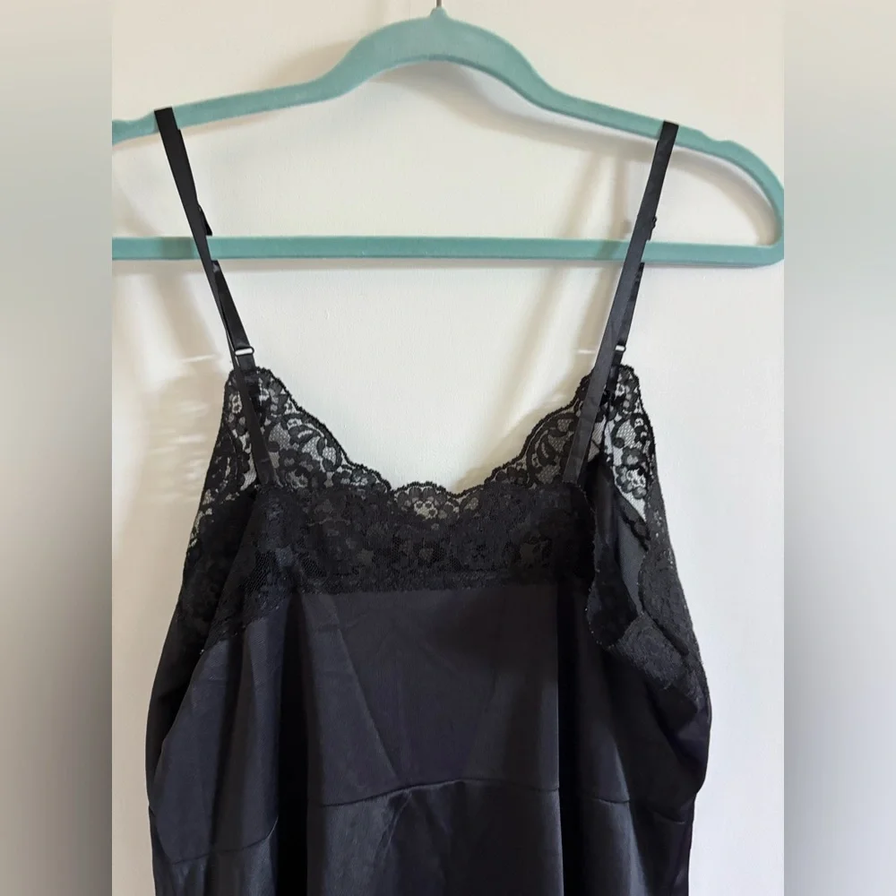Vintage black lace slip midi dress feminine - Picture 4 of 6